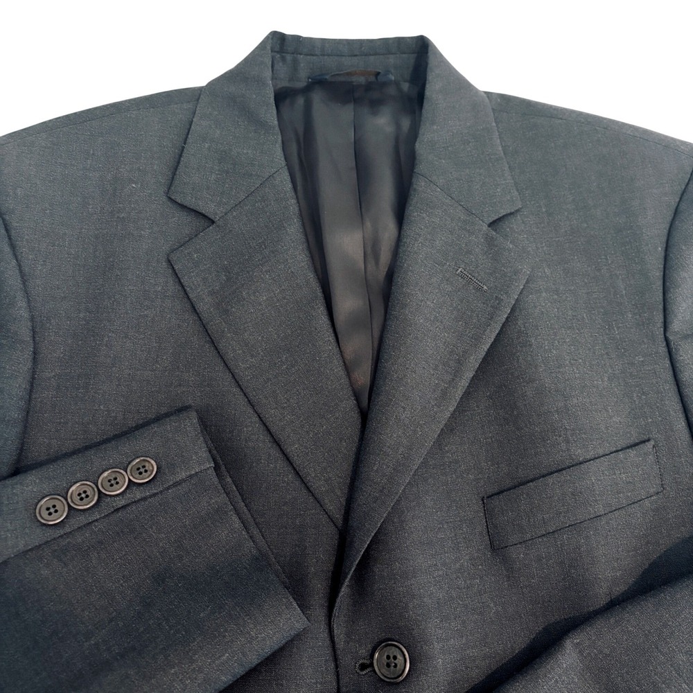 Brooks Brothers 346 Wool Blend Blazer Jacket Mens 42R Charcoal Gray Stretch